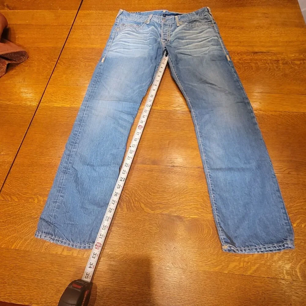 True Religion Geno Super T Mens Straight Jeans Blue 100% Cotton USA Made Size 36